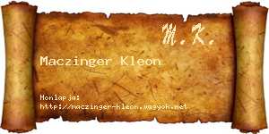 Maczinger Kleon névjegykártya